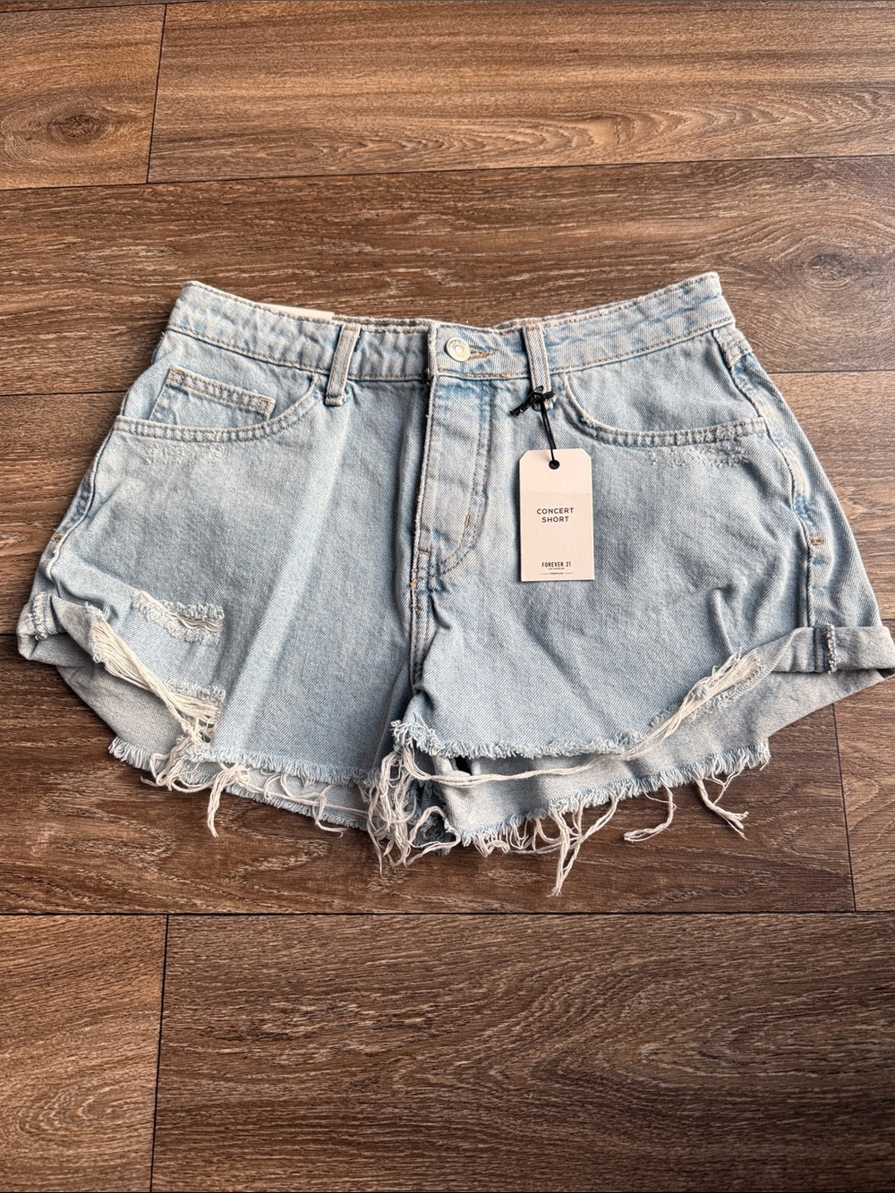 Forever 21 Pale Blue Distressed Denim Cutoff Shorts
